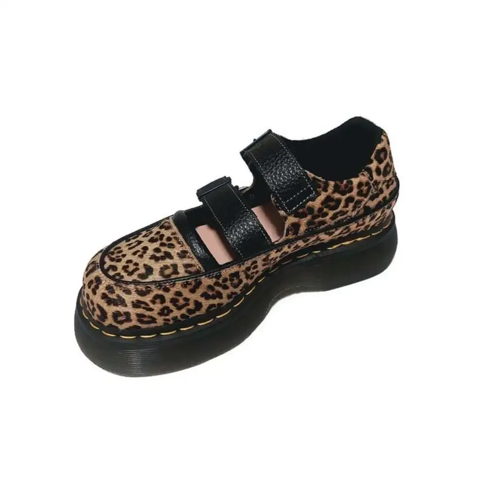 Dr Martens Buzz Leopard Print Mary Jane Platform Shoes Womens Size 6 EU 37 Docs